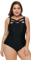 Čierne plus size jednodielne plavky s ramienkami