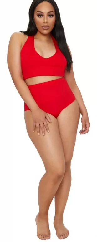 Červené plus size dvojdielne plavky